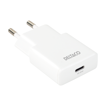 USB-C wall charger, 1x USB-C PD 30 W, slim size, supports PPS