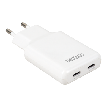 USB-C wall charger 45 W, 2x USB-C PD, slim size, total output 45 W